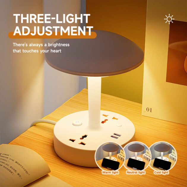 Multiprise & Lampe de Bureau 2500W avec USB – Contrôle Intelligent & Éclairage Modulable