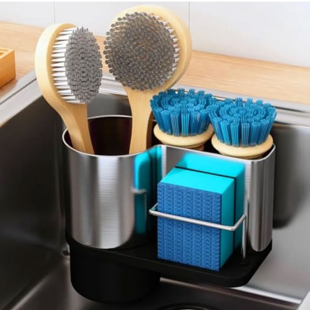 Porte-éponge de cuisine et organisateur suspendu pour évier – Un évier net, un plan de travail dégagé