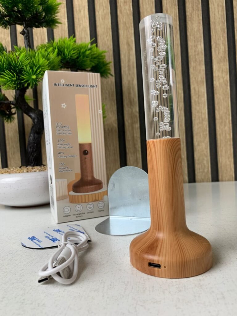 Applique murale rechargeable en bois avec détecteur de mouvement effet glow – Éclairez vos nuits avec style et intelligence