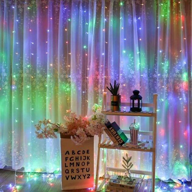 Rideau Lumineux LED 3×3 m – Ambiance Féérique Intérieure & Extérieure
