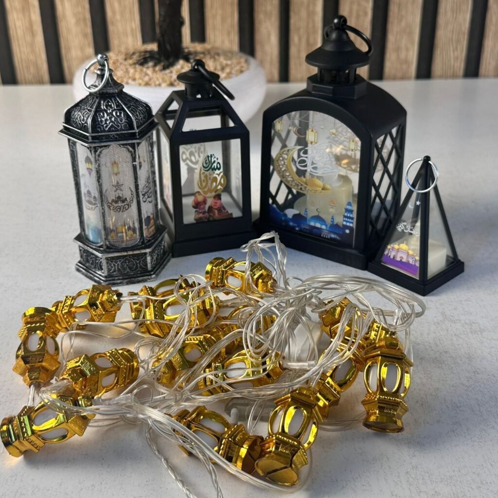 Pack Décoration Ramadan Fawanis + Guirlande Lumineuse 5 Pièces – Ambiance Spirituelle