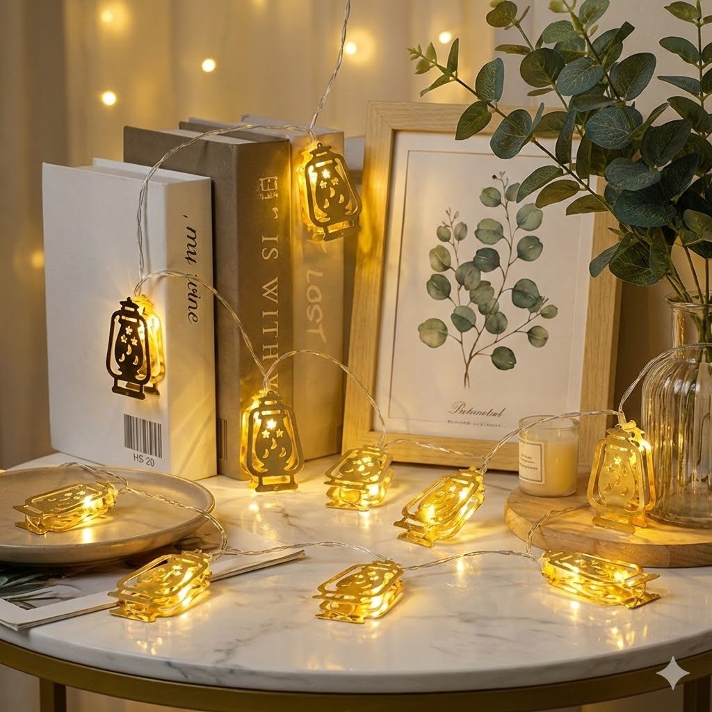 Guirlande Lumineuse Ramadan Fawanis 1,6 m (10 Fanal LED) – Ambiance Spirituelle Élégante & Chaleureuse