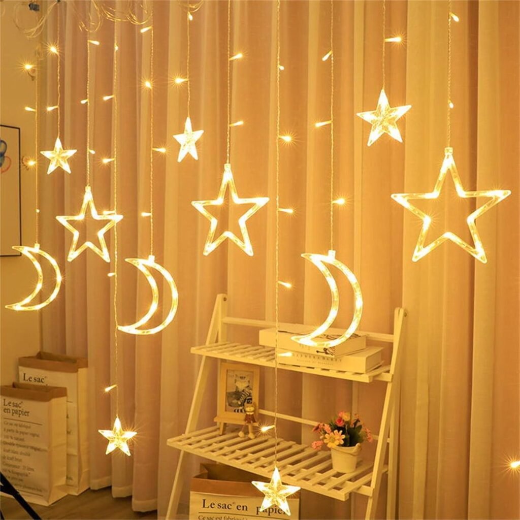 Guirlande LED Ramadan Croissant & Étoiles V3 – Ambiance lumineuse pour un Ramadan magique