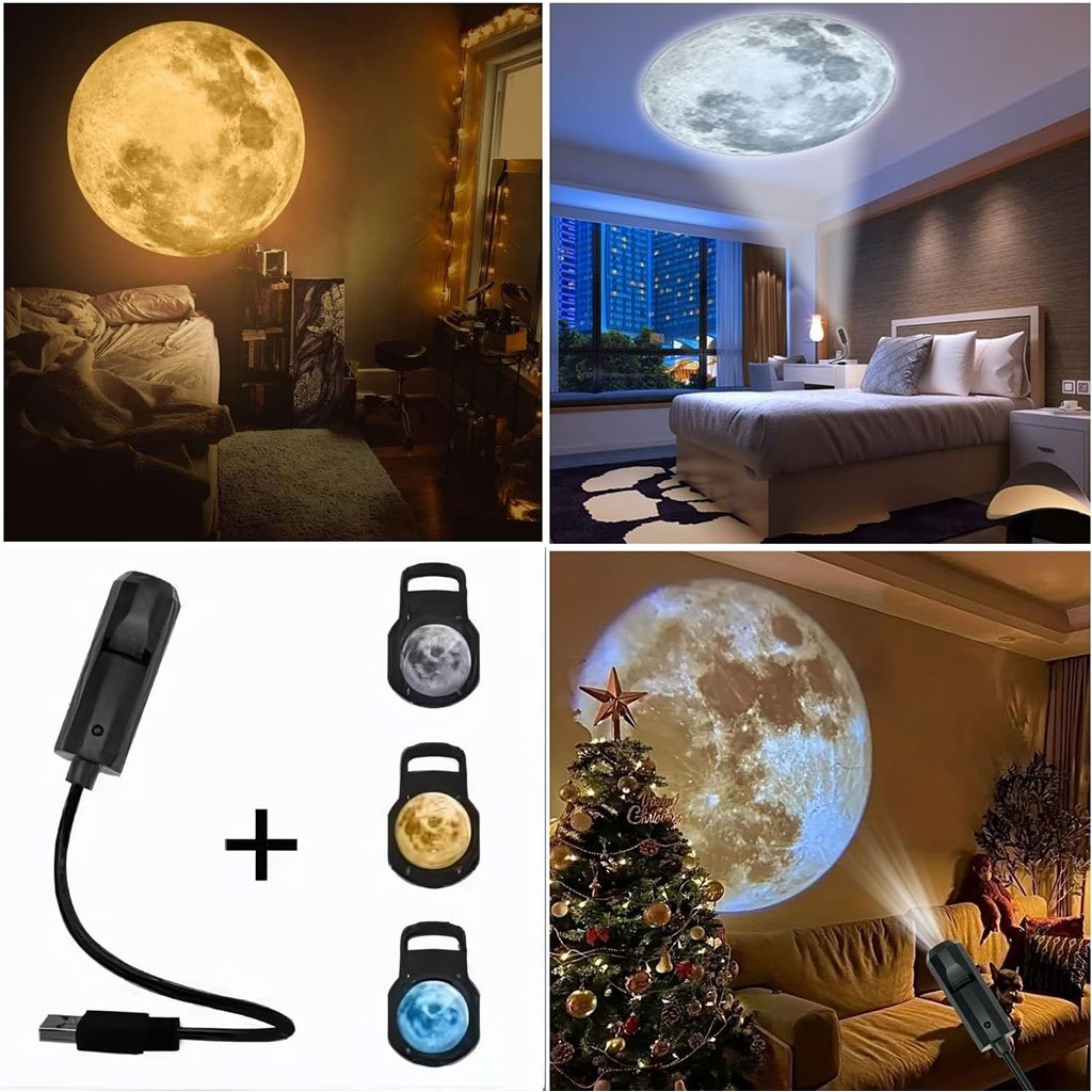 Projecteur Terre & Lune USB avec 3 Disques – Voyage Lumineux & Ambiance Cosmique - الصورة 3