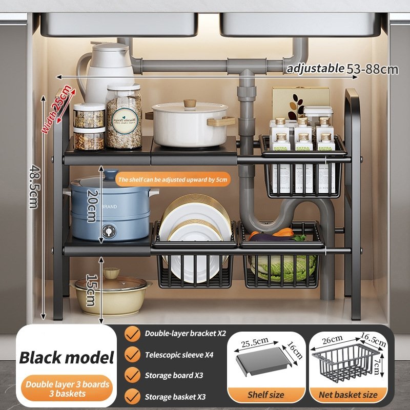 Étagère de Rangement Extensible 2 Niveaux – Organisation Intelligente & Gain de Place Optimal - الصورة 2