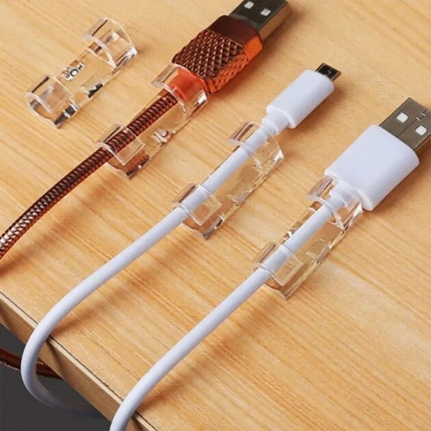 Pack 20 pcs Pinces de câble auto-adhésives solides et transparentes – Fini le désordre, vos câbles parfaitement organisés