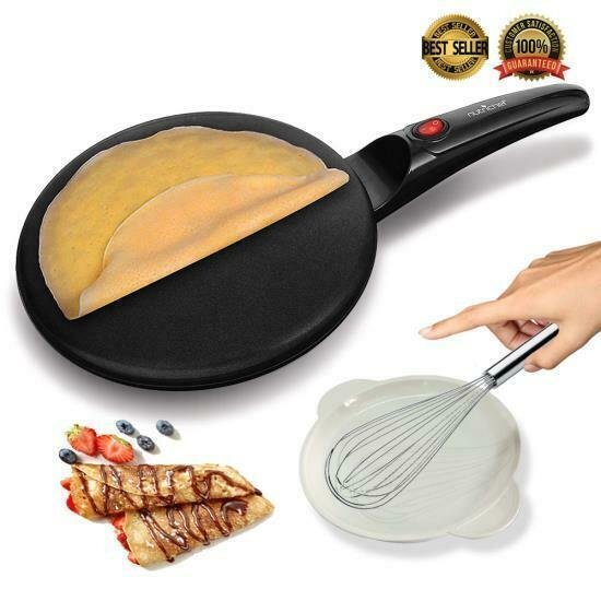 Crêpière Électrique Antiadhésive 20,3 cm – Crêpes Parfaites en 20 Secondes, Facile & Rapide