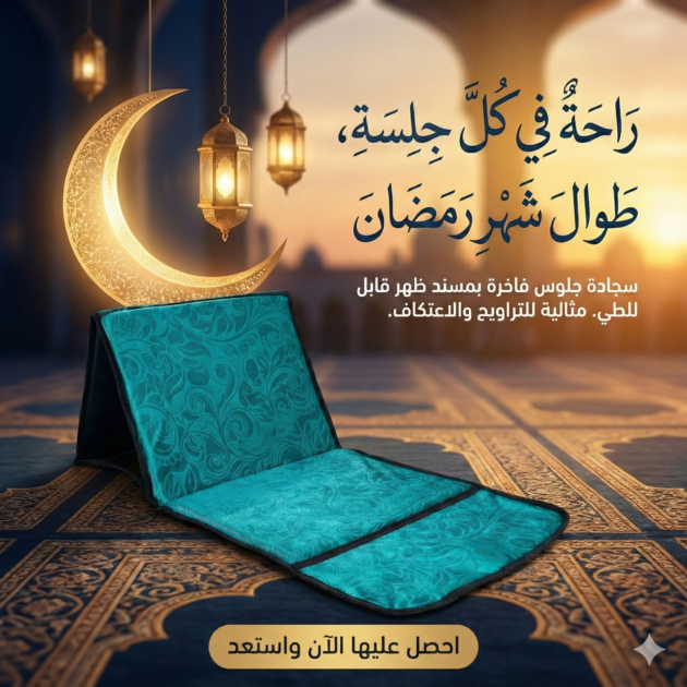 Tapis de Prière Sultan Pliable avec Dossier – Confort, Stabilité & Sérénité en Toute Situation