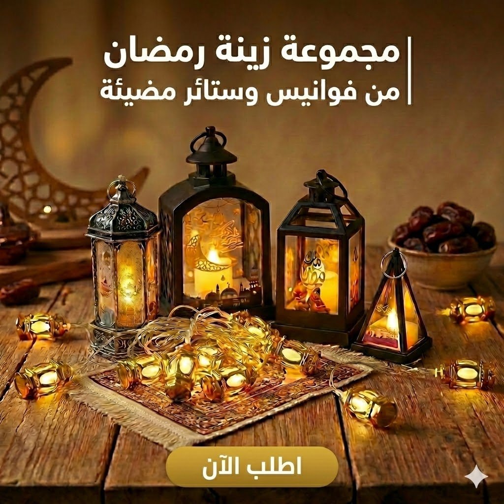 Pack Décoration Ramadan Fawanis + Guirlande Lumineuse 5 Pièces – Ambiance Spirituelle