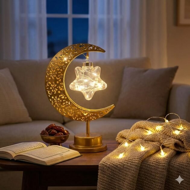 Lampe Croissant de Lune Décorative LED – Ambiance Spirituelle, Élégance et Lumière Apaisante