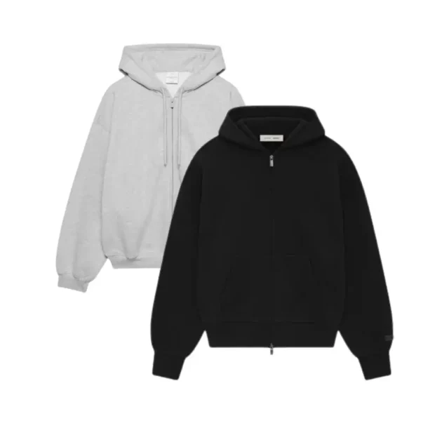Hoodie 100% Coton High Quality – Gris / Noir
