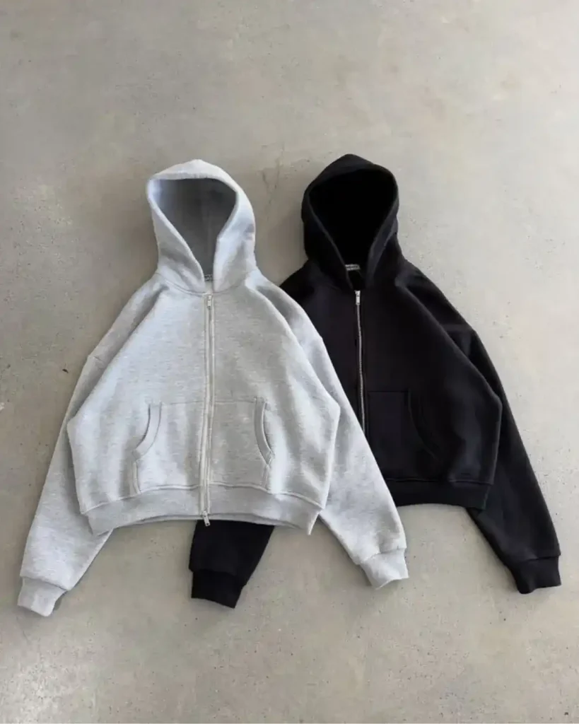 Hoodie 100% Coton High Quality – Gris / Noir