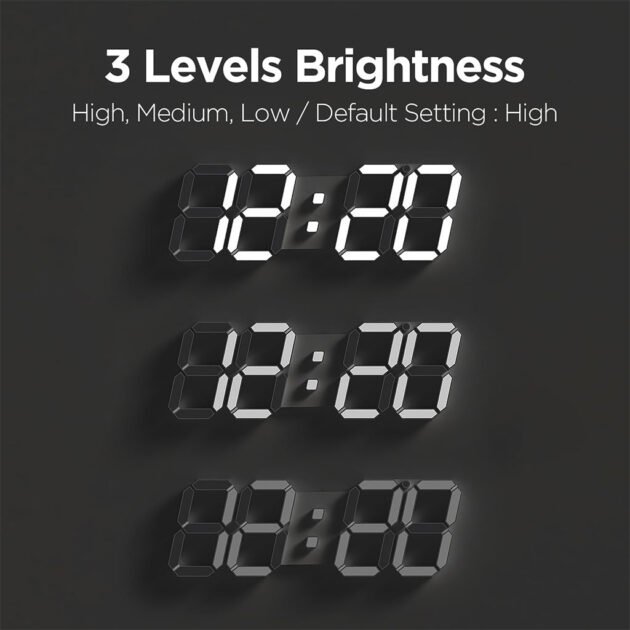 Horloge Murale Numérique LED Blanche 3D GH0720L – Horloge Murale Design Moderne