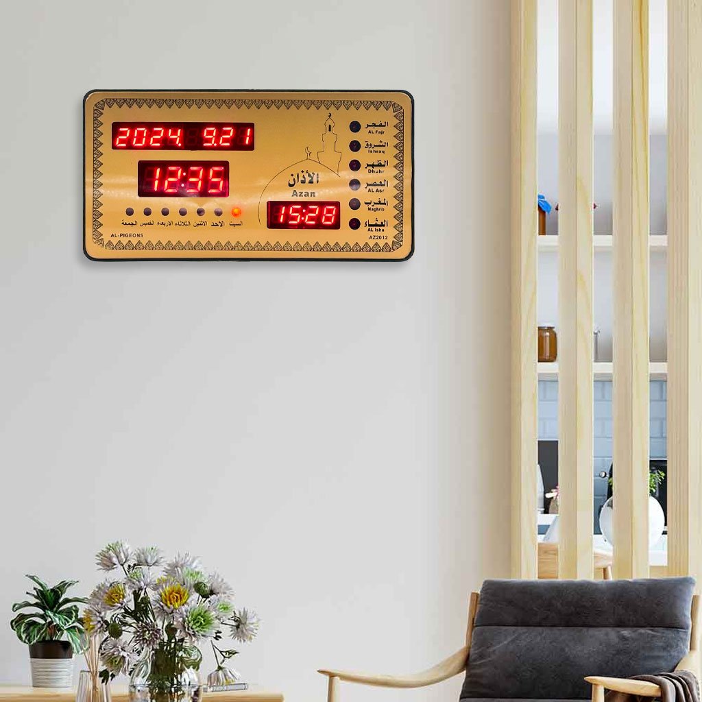 Horloge Islamique Digitale LED AZ2012 – Précision spirituelle dans un design élégant