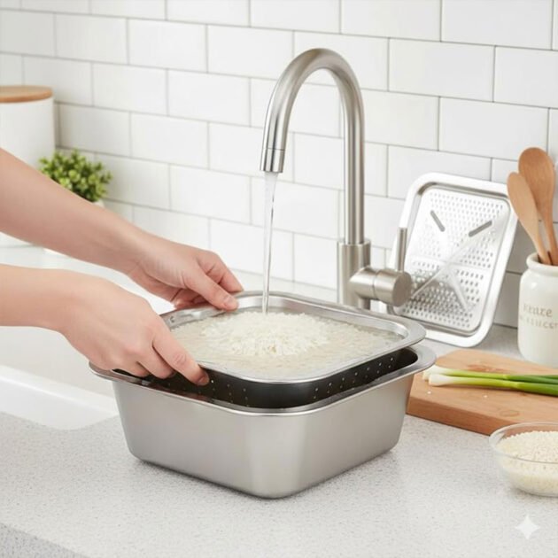 Râpe Multifonctionnelle Delaval en Acier Inoxydable 3EN1 avec Panier d’Égouttage