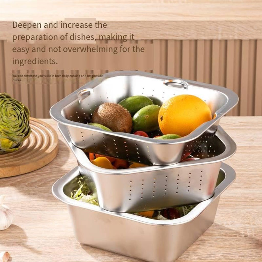 Râpe Multifonctionnelle Delaval en Acier Inoxydable 3EN1 avec Panier d’Égouttage - الصورة 4