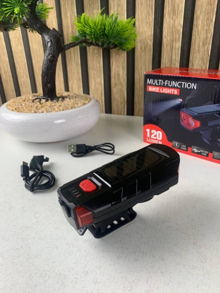 Lampe Solaire Vélo & Trottinette avec Sonnette et Alarme – Éclairage LED Multifonction