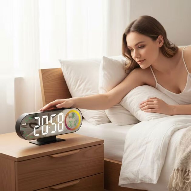 Réveil Numérique USB avec Lumière d’Ambiance RVB – L’alliance de la technologie et du style