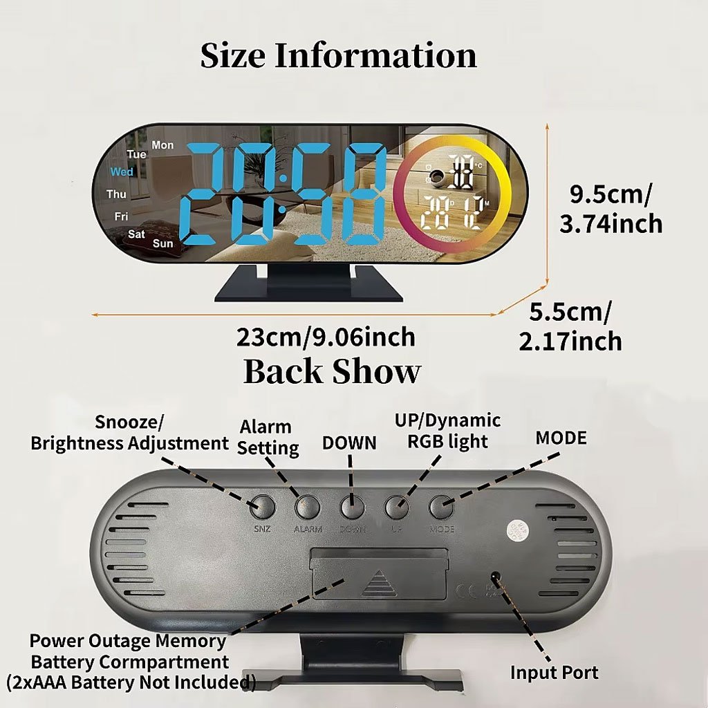 Réveil Numérique USB avec Lumière d’Ambiance RVB – L’alliance de la technologie et du style