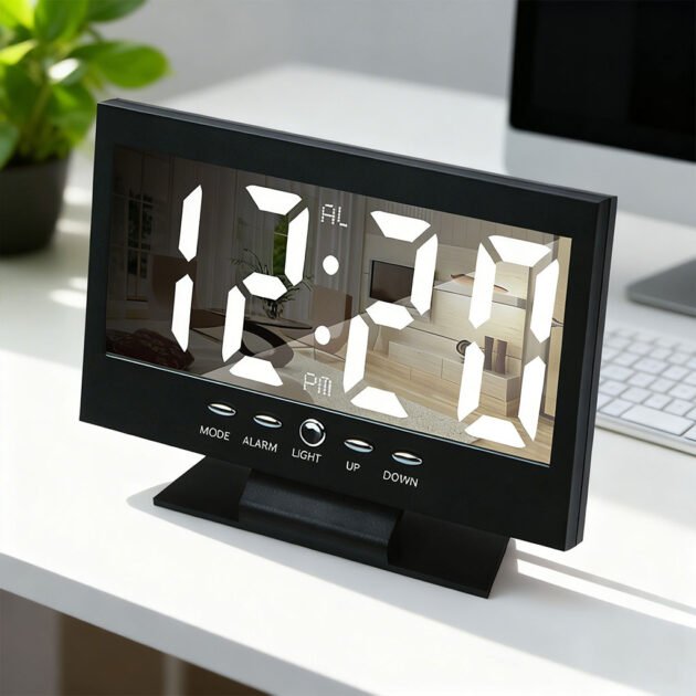 Réveil Numérique Miroir LED Moderne DS-8082L – Design Élégant & Double Alarme