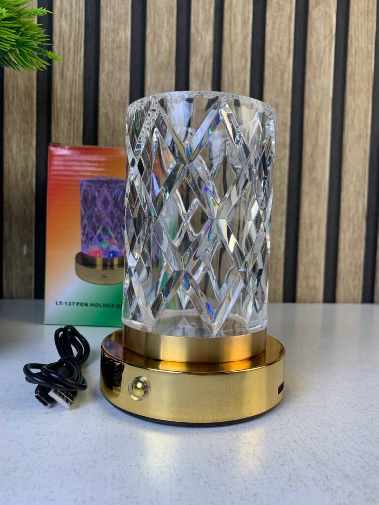 Vase Lumineux LED Tactile en Cristal – RGB Rechargeable Type-C