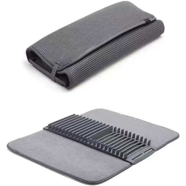 Serviette Absorbante en Fibres Microscopiques avec Base Amovible – Tapis de Séchage Vaisselle