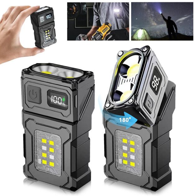 Lampe Torche à Clip Haute Luminosité 800 Lumens – Base Magnétique & 7 Modes