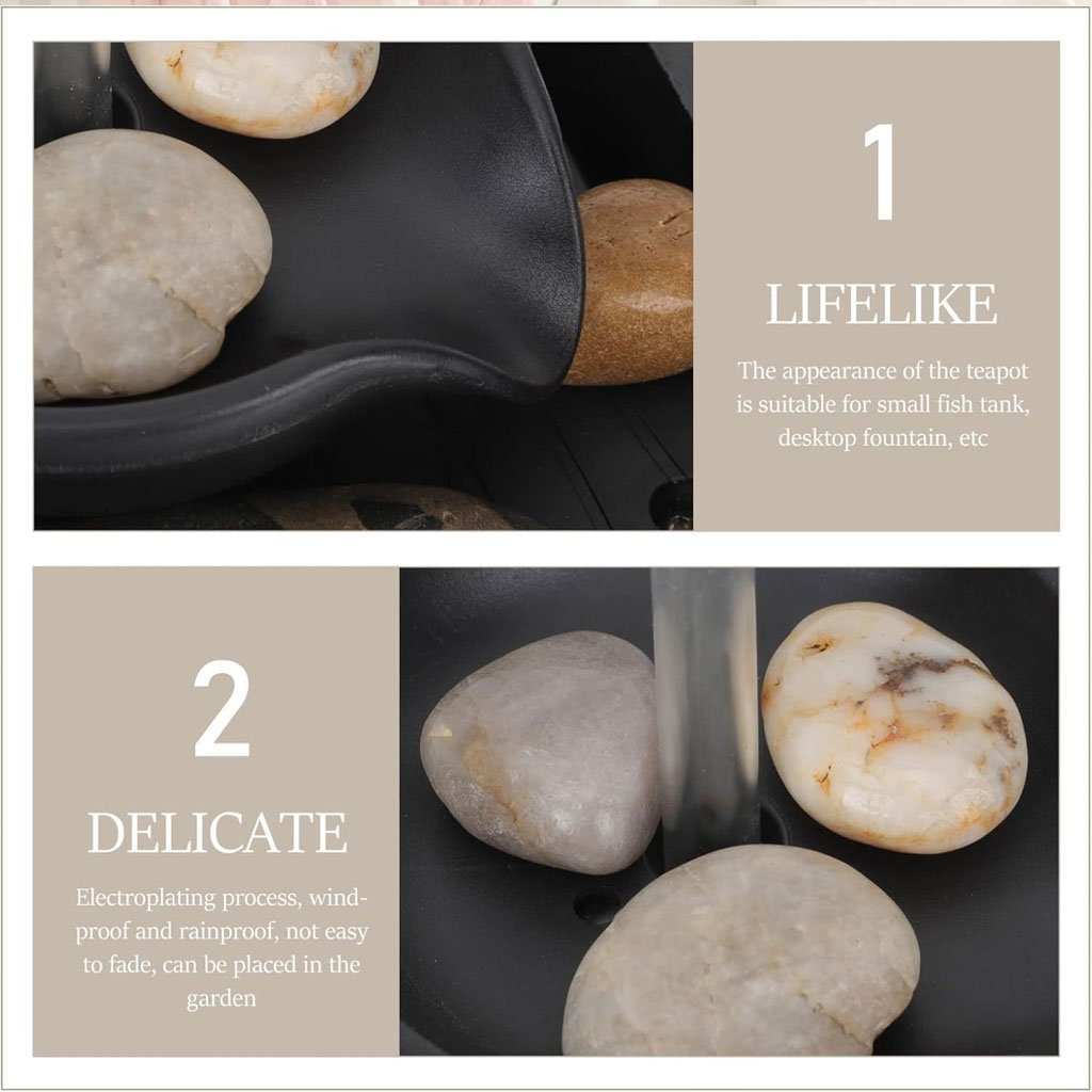 Fontaine Théière Flottante avec Lumières LED & Pierres – Décoration Zen de Table - الصورة 5