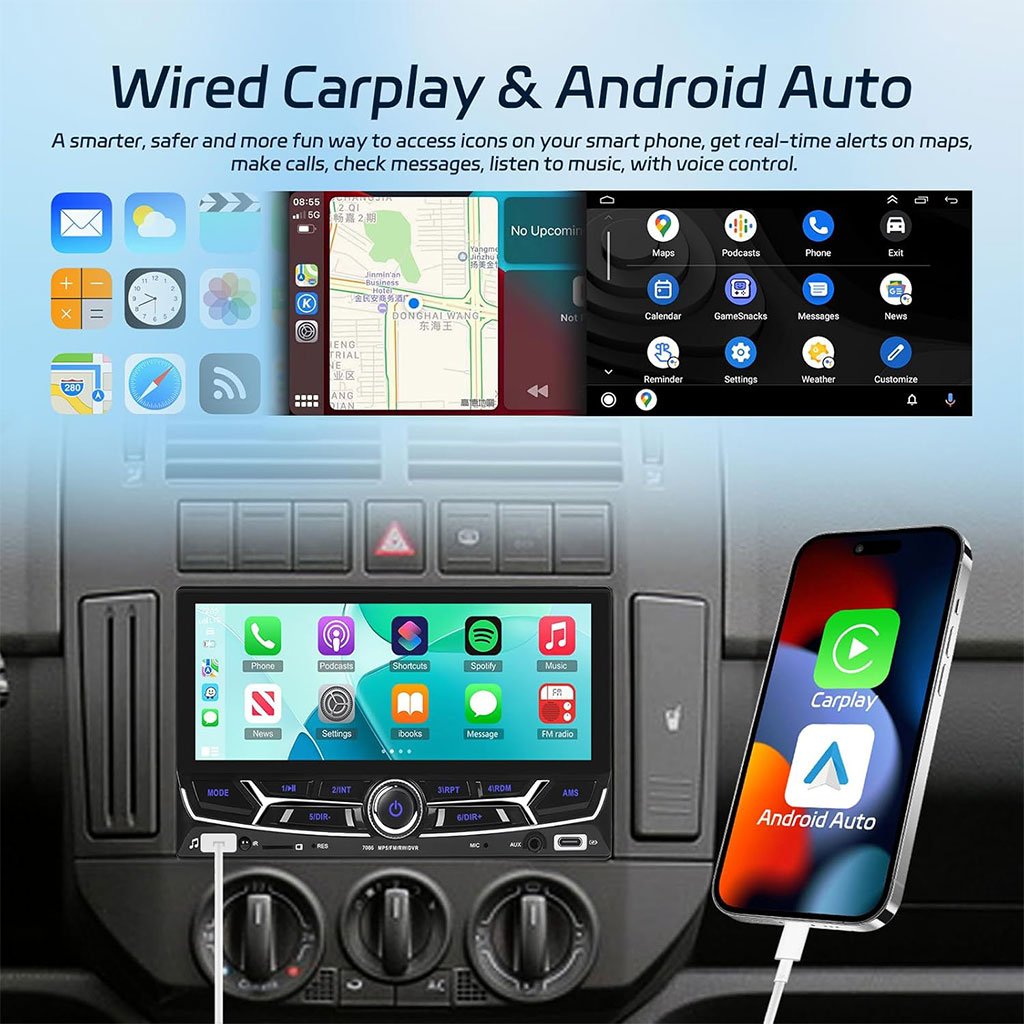 Autoradio 2 DIN Écran Tactile 6.86’’ avec CarPlay & Android Auto – Mirror Link - الصورة 2