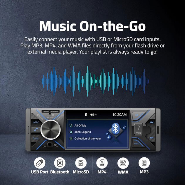 Poste Radio Multimédia Bluetooth G-9703 1-DIN – Écran 4.3’’ RGB