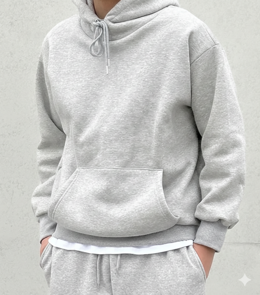 Hoodie 100% Coton High Quality – Gris / Noir