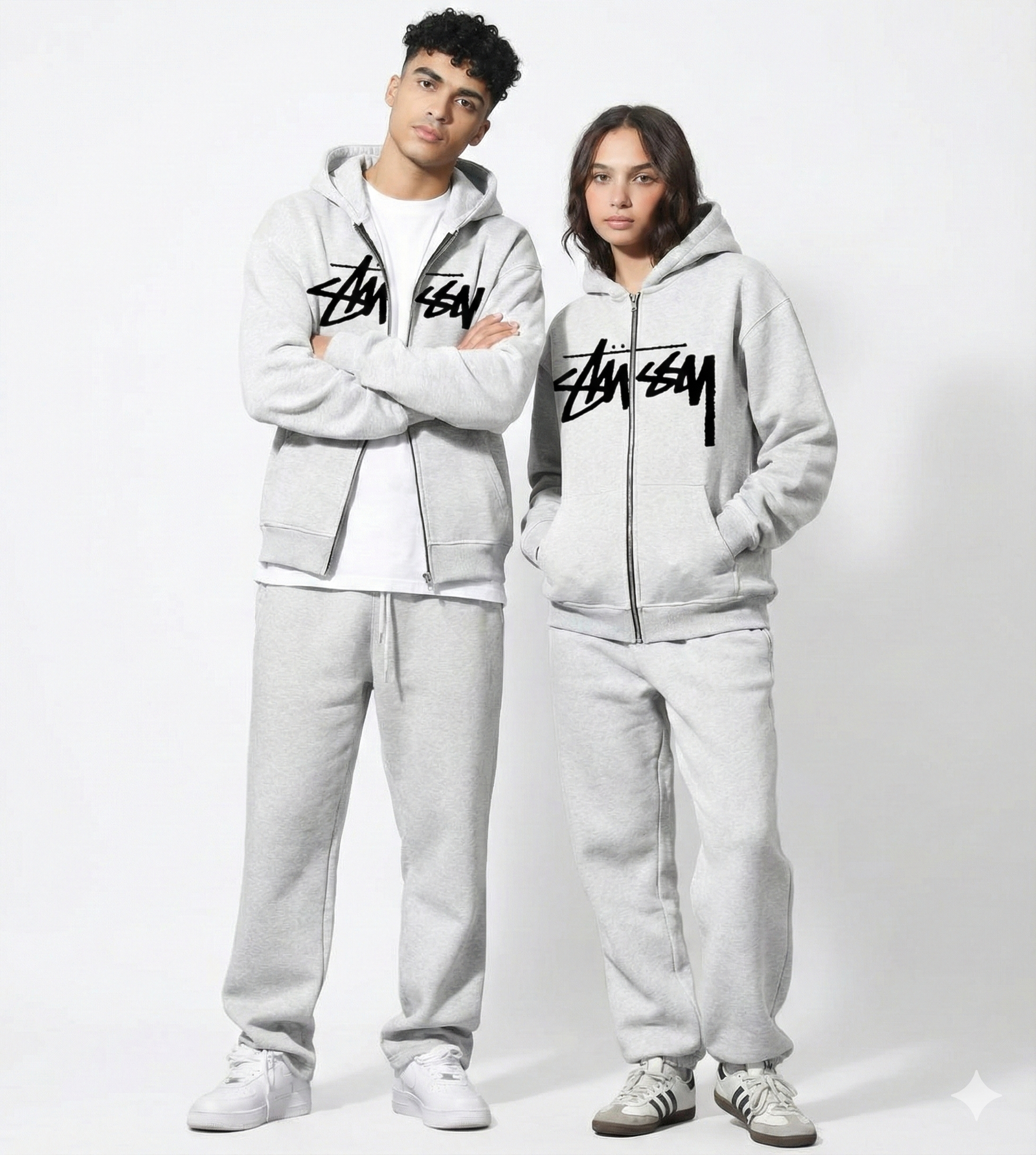 Ensemble Stussy 2 Pièces Veste + Pantalon Baggy Premium Unisex Noir - الصورة 3