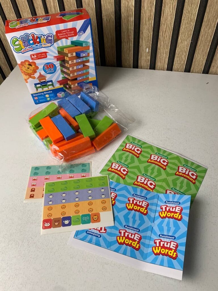Jeu de Blocs de Construction Colorés 30pcs – Jeu d’Équilibre Tour à Faire Tomber