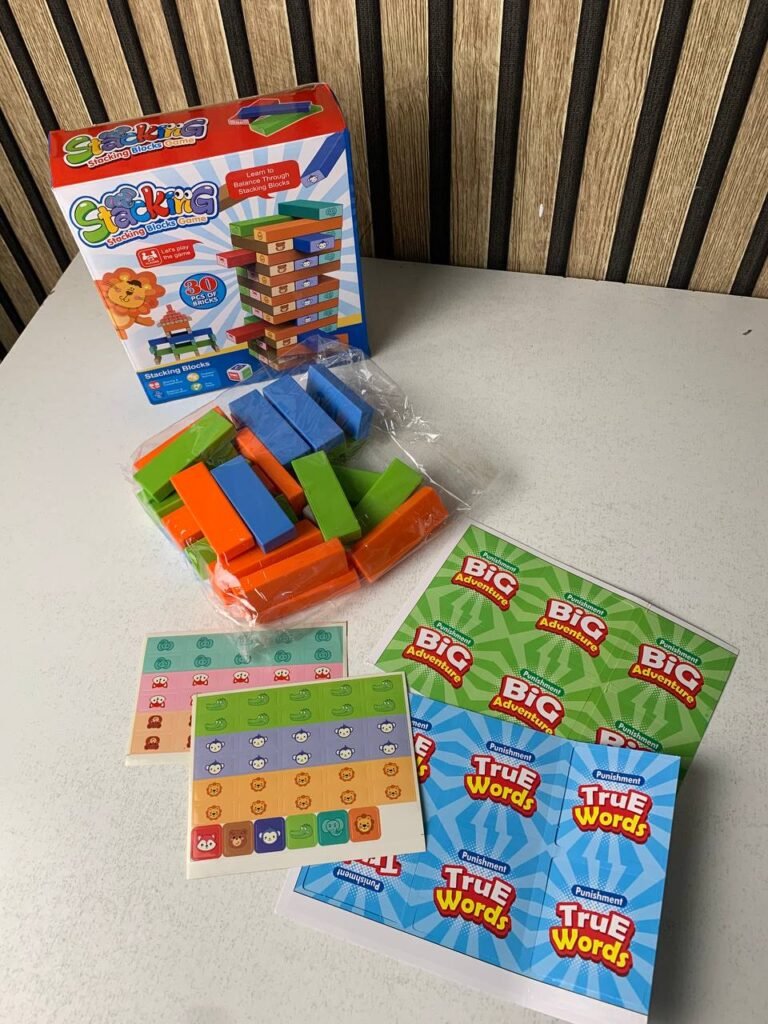 Jeu de Blocs de Construction Colorés 30pcs – Jeu d’Équilibre Tour à Faire Tomber