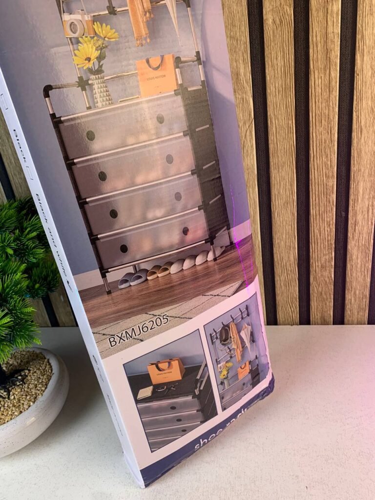 Porte-Chaussures 3 Niveaux avec 8 Crochets Doubles – Organisateur d’Entrée Multifonction