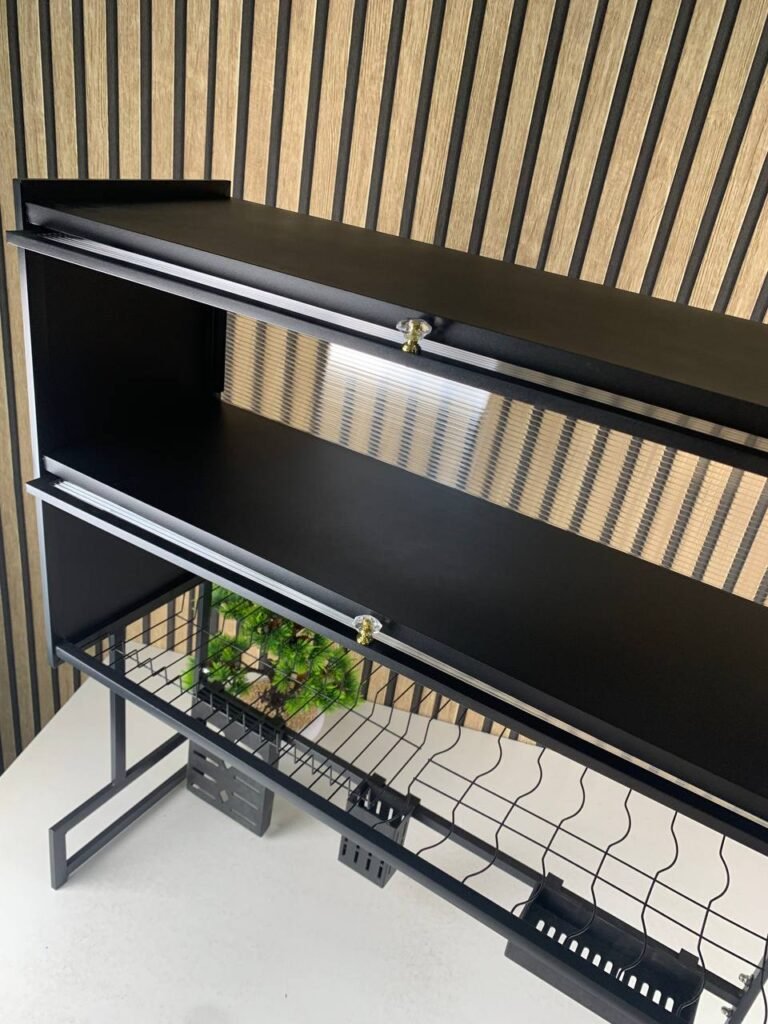 Égouttoir à Vaisselle 3 Niveaux avec Couvercle Pliable – Organisateur de Cuisine pour Évier