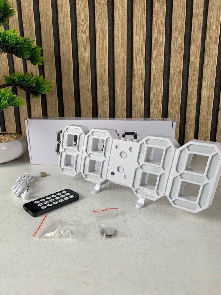 Horloge Murale Numérique LED Blanche 3D GH0720L – Horloge Murale Design Moderne