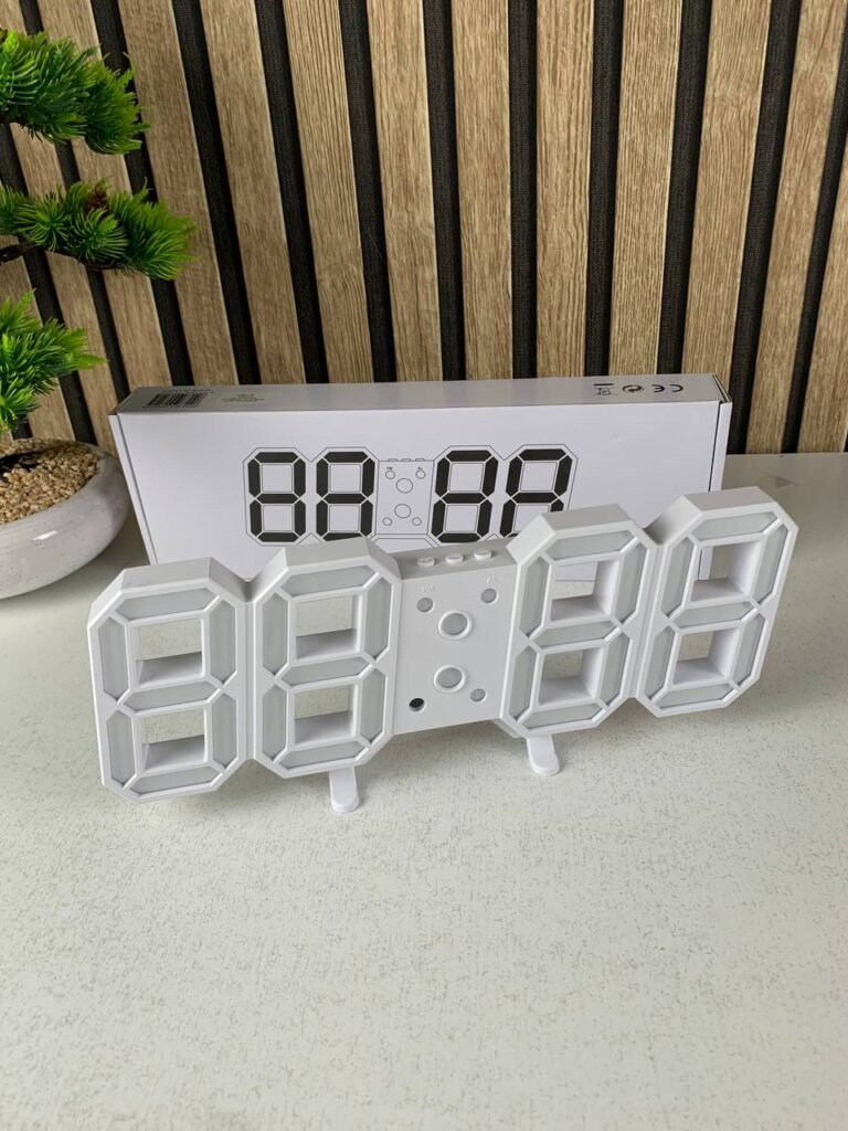 Horloge Murale Numérique LED Blanche 3D GH0720L – Horloge Murale Design Moderne