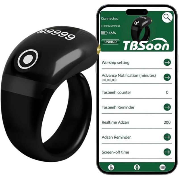 Bague Compteur Digital de Tasbih OLED Étanche – Anneau Intelligent de Dhikr
