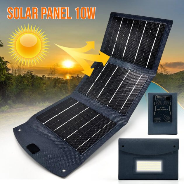 Panneau Solaire USB Pliable 10W 3000mAh – L’énergie propre toujours avec vous