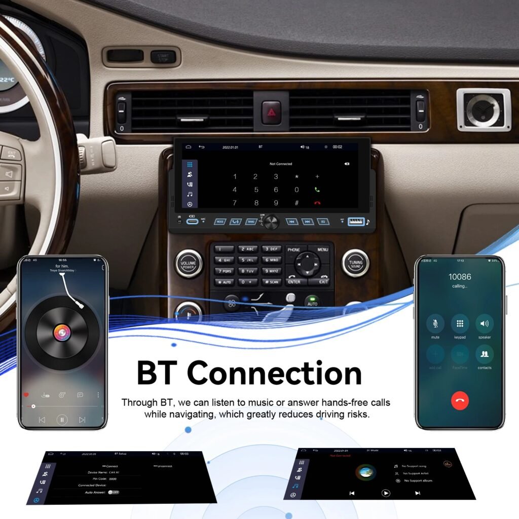 autoradio MP5 Player 1DIN – Écran 6.86’’ CarPlay Android Auto & Bluetooth 5.2