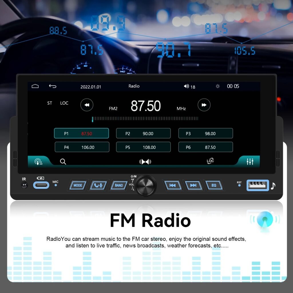 autoradio MP5 Player 1DIN – Écran 6.86’’ CarPlay Android Auto & Bluetooth 5.2