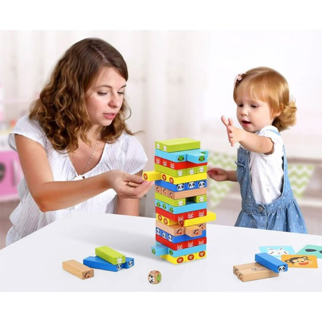 Jeu de Blocs de Construction Colorés 30pcs – Jeu d’Équilibre Tour à Faire Tomber