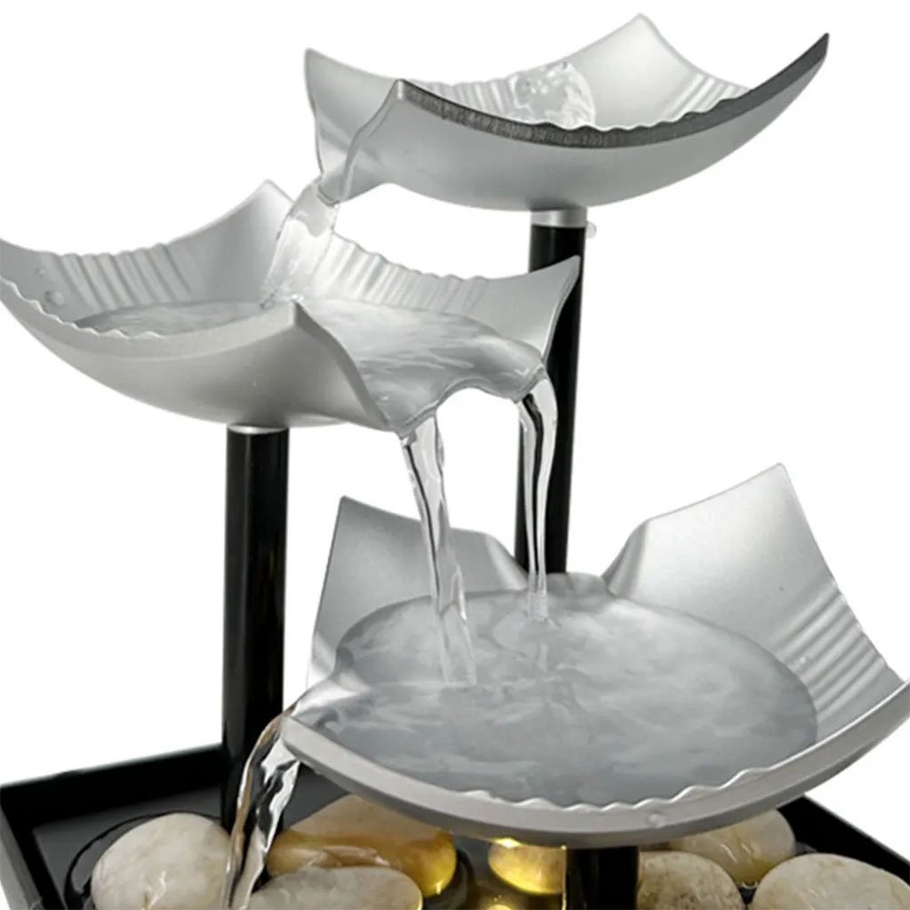 Fontaine Décorative en Forme de Pétales 3 Niveaux avec LED & Pierres – Cascade Zen de Table - الصورة 5