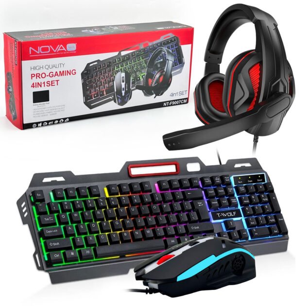 Nova Tech Pack Gaming 4en1 – Clavier, Souris, Casque & Tapis