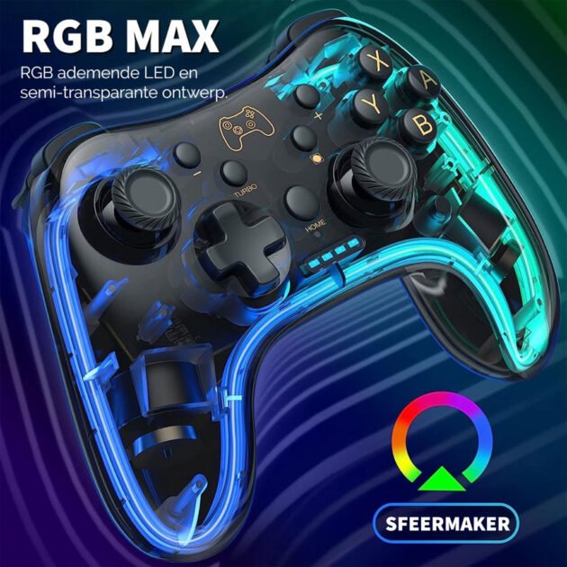 Manette de Jeu Filaire PG-002W avec Éclairage Néon RGB