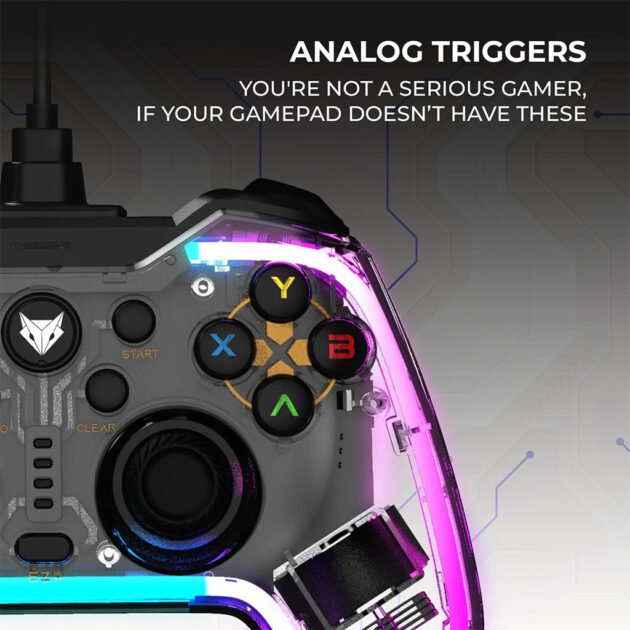 Manette de Jeu Filaire PG-003 avec Éclairage Néon RGB