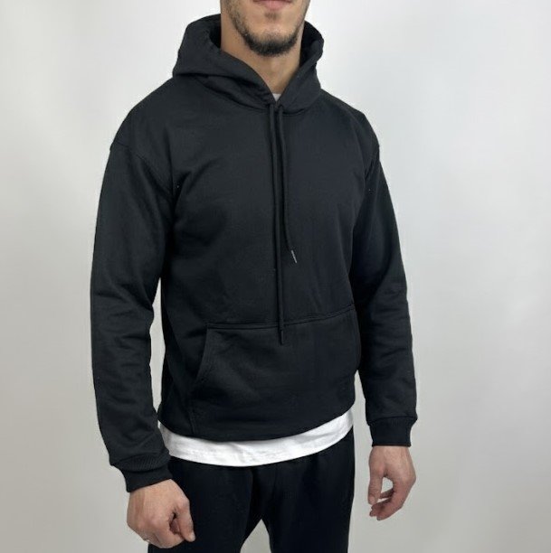 Hoodie 100% Coton High Quality – Gris / Noir - الصورة 7