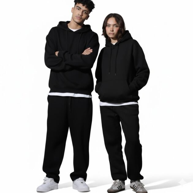 Ensemble 2 Pièces Hoodie + Pantalon Baggy Premium Unisexe Noir