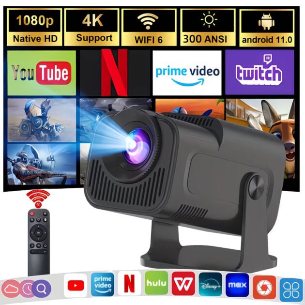 Projecteur Portable Full HD HY320 Android 11 WiFi6 & Bluetooth 5.0 – Cinéma Intelligent à Domicile
